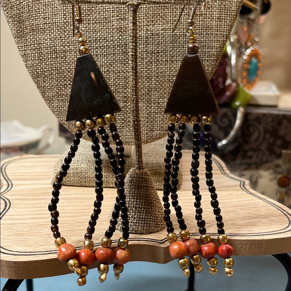 Beaded dangle earrings, unique